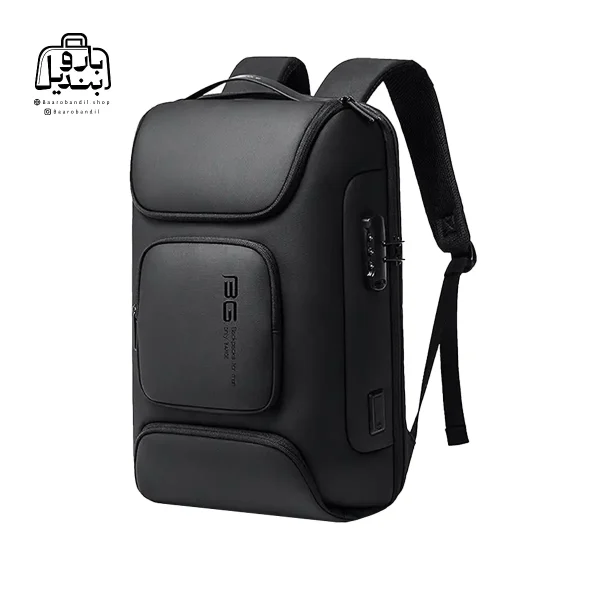 تصویر اختصاصی از نمای جلو و کناری کوله بنج کد 7216 پلاس در رنگ مشکی