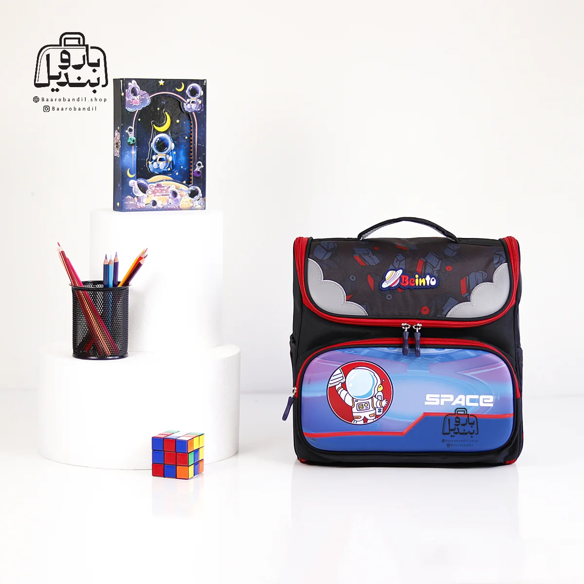 backpack-school-beinto-2366-black-front-2 تصویر اختصاصی از نمای جلوی کوله پشتی مدرسه beinto کد ۲۳۶۶ در رنگ مشکی