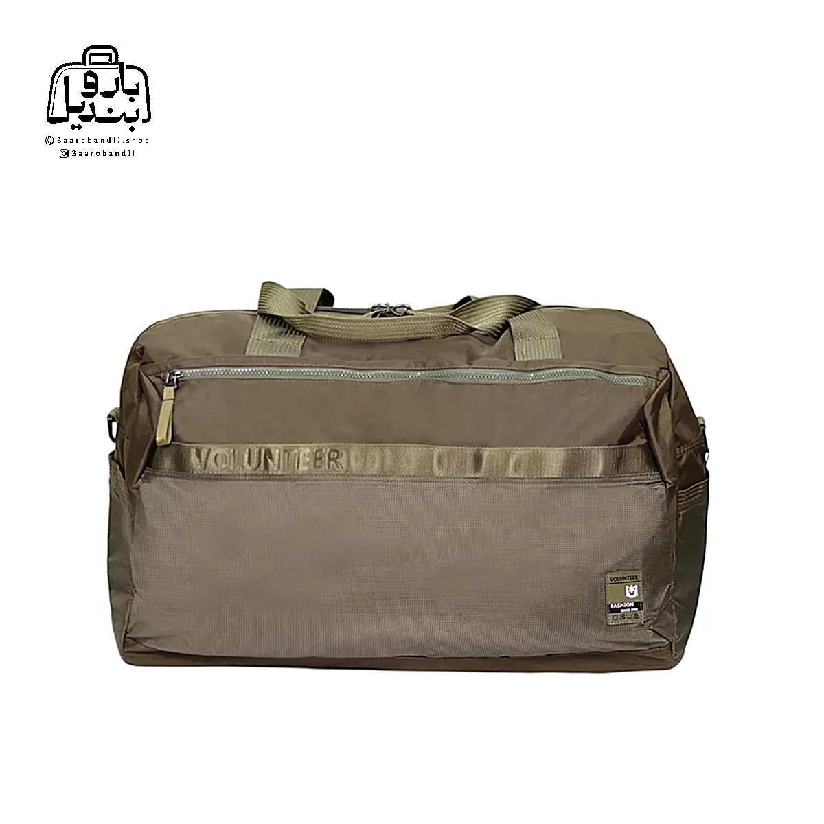 duffel-bag-volunteer-1807-06-ls-green-front-1 تصویر اختصاصی از نمای جلوی ساک مسافرتی ورزشی ولنتیر کد ۰۶-۱۸۰۷ ls در رنگ سبز