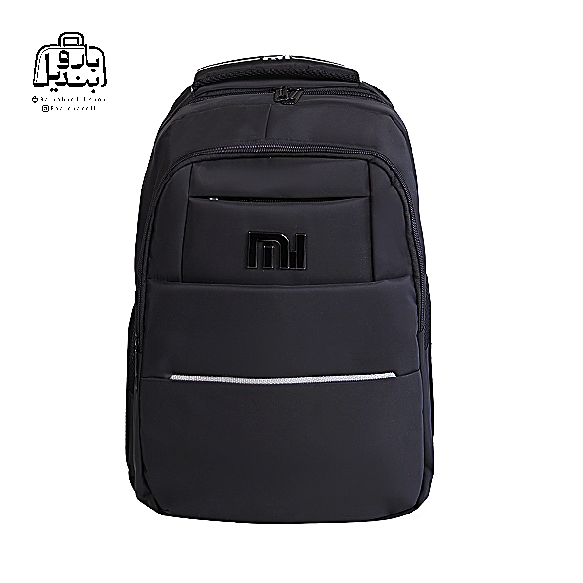 backpack-mi-1782-black-front-1 تصویر اختصاصی از نمای جلوی کولهپشتی ام آی کد ۱۷۸۲ در رنگ مشکی