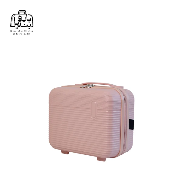 تصویر اختصاصی از نمای جلو و کناری چمدان فشن کیف آرایشی در رنگ کالباسی