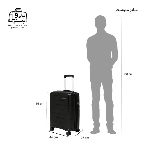 تصویر اختصاصی از چمدان سایز متوسط رو ونتا پازل در رنگ مشکی با سایزبندی