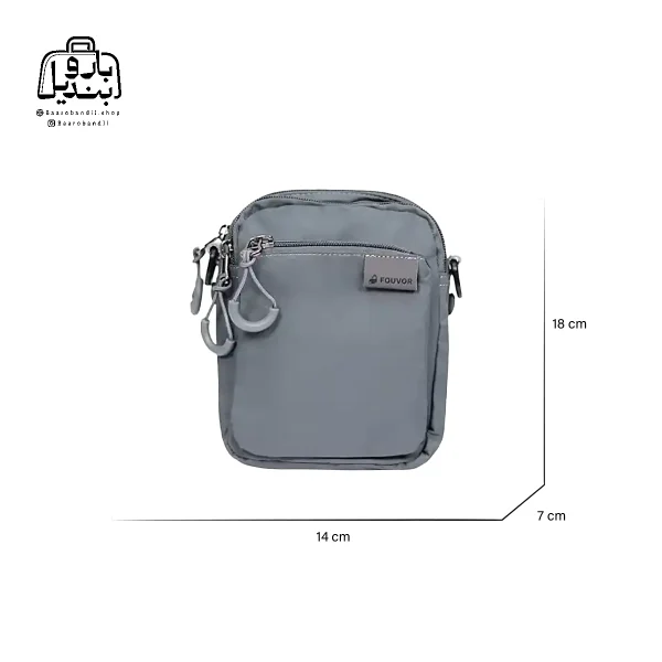 تصویر اختصاصی از سایزبندی کیف دوشی فوور کد 2802-08 در رنگ طوسی