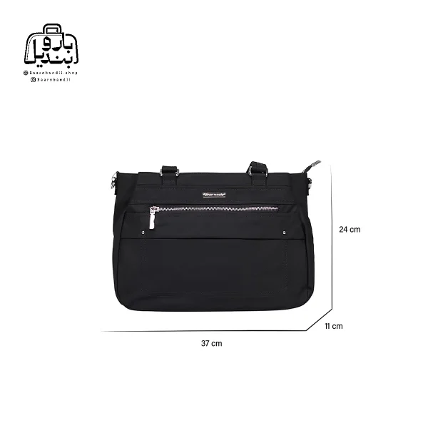 تصویر اختصاصی از نمای جلوی کیف زنانه دوشی ایپول کد 6083-02 در رنگ مشکی همراه با سایزبندی