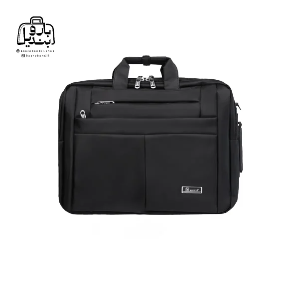 تصویر اختصاصی از نمای جلوی کیف دستی لپ‌تاپی نوژیا کد ۱۱۲۸ در رنگ مشکی