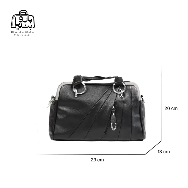 تصویر اختصاصی از سایزبندی کیف زنانه دوشی حاصل کد ۱-۱۵۳۵ در رنگ مشکی